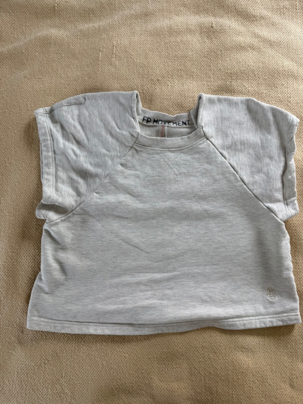 Free People FP Movement Cropped Cap Sleeve Sweatshirt Top Grey Womens Small